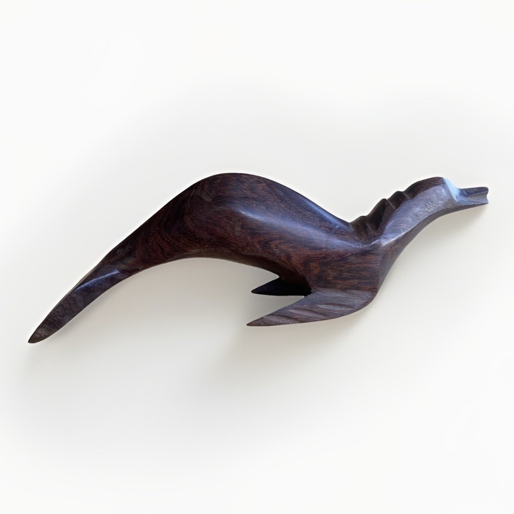 Vintage Hand Carved Ironwood Seal Sea Lion Wood Carving Sculpture/Figurine 10" L